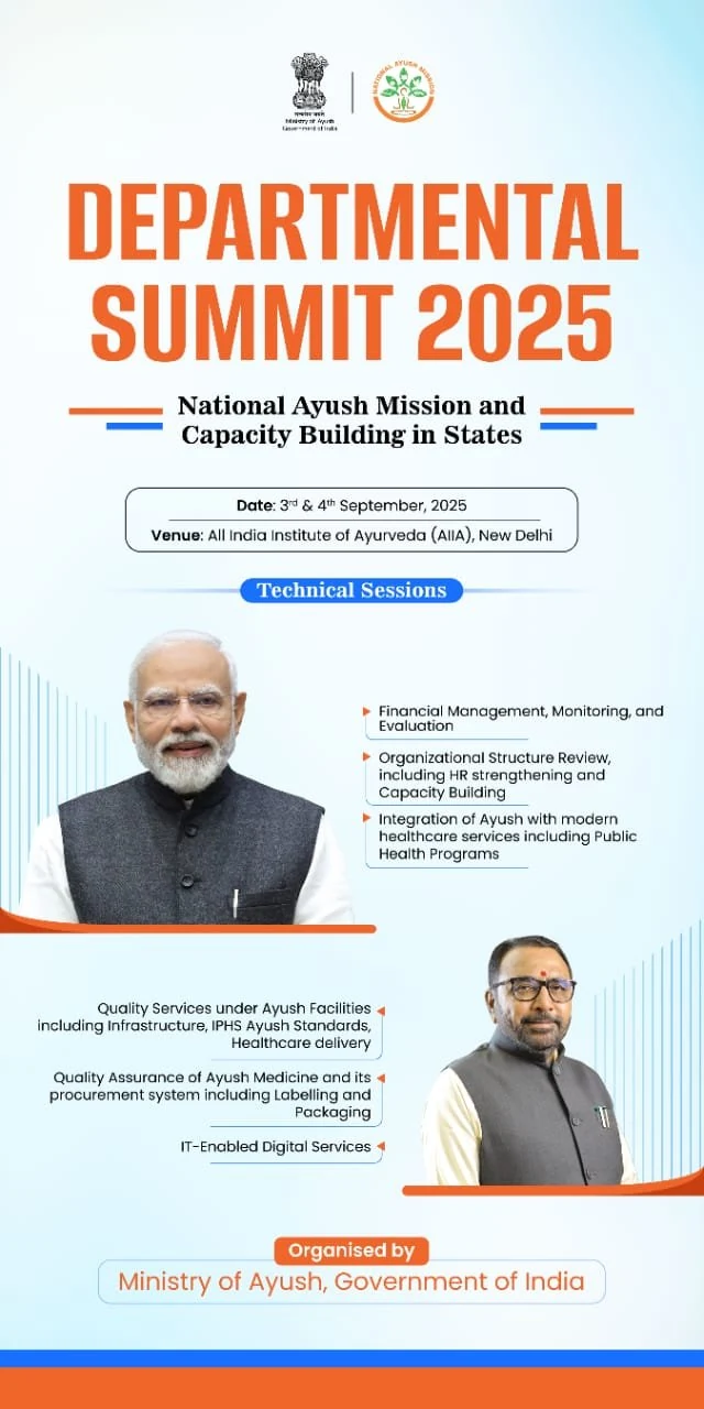 Ministry of Ayush to Host Departmental Summit on ‘National Ayush Mission and Capacity Building in States’ under the visionary leadership of the Prime Minister