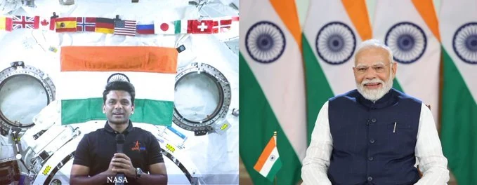 PM interacts with Group Captain Shubhanshu Shukla, who is aboard ISS